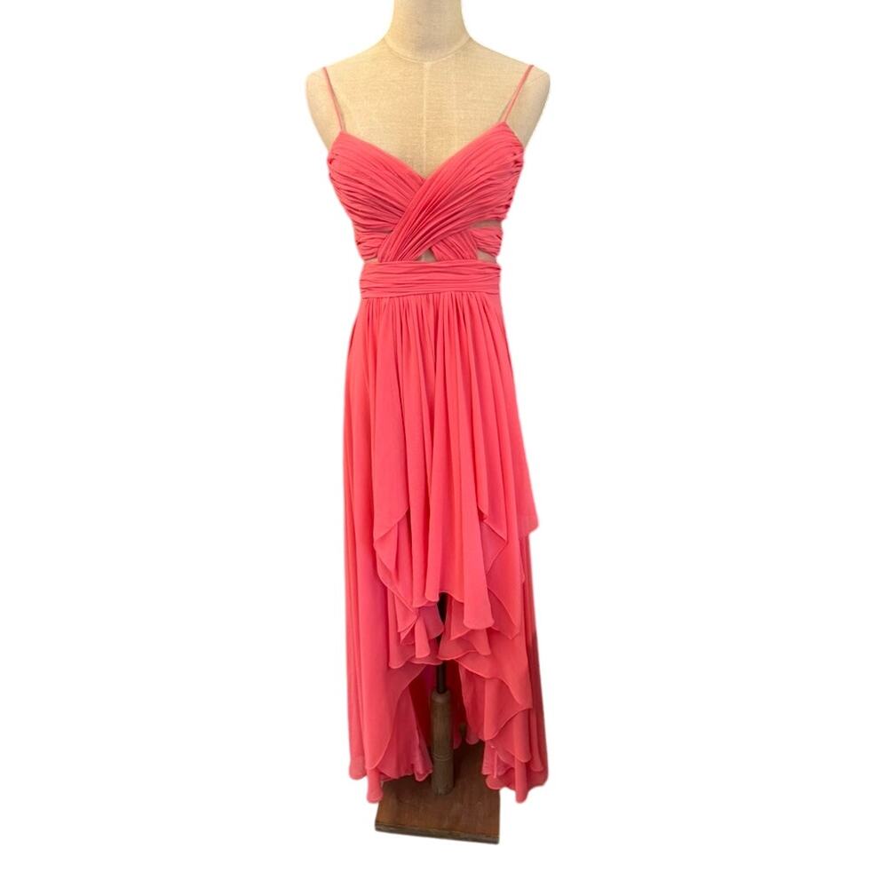 ""CACHE" Peach Formal Dress HI Low Ruffles SZ 2 Y2K  Fairy FINAL‎ SALE READ!!!